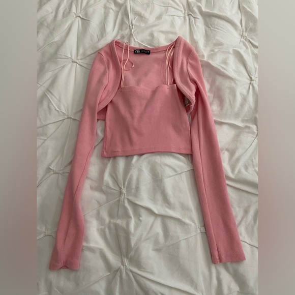 Zara Pink Rib Tube Top/Bolero Set - Picture 1 of 3